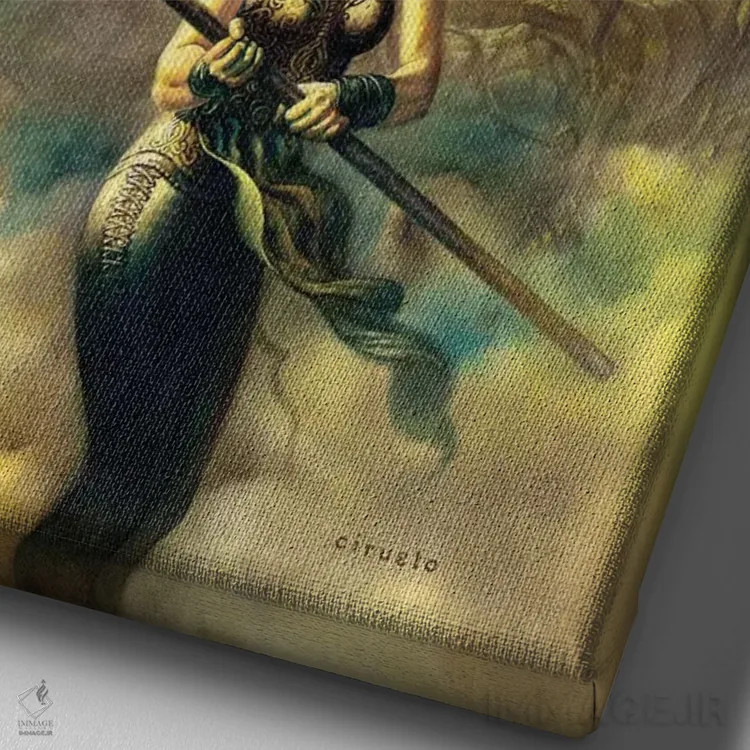 تابلو دکوراتیو گوندور و کیرالدیا اثر سیروئلو - نمای نزدیک بافت بوم