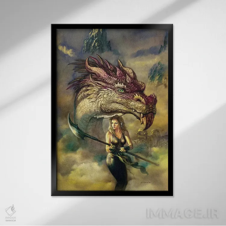 تابلو دکوراتیو گوندور و کیرالدیا اثر سیروئلو - نمای قابدار مشکی