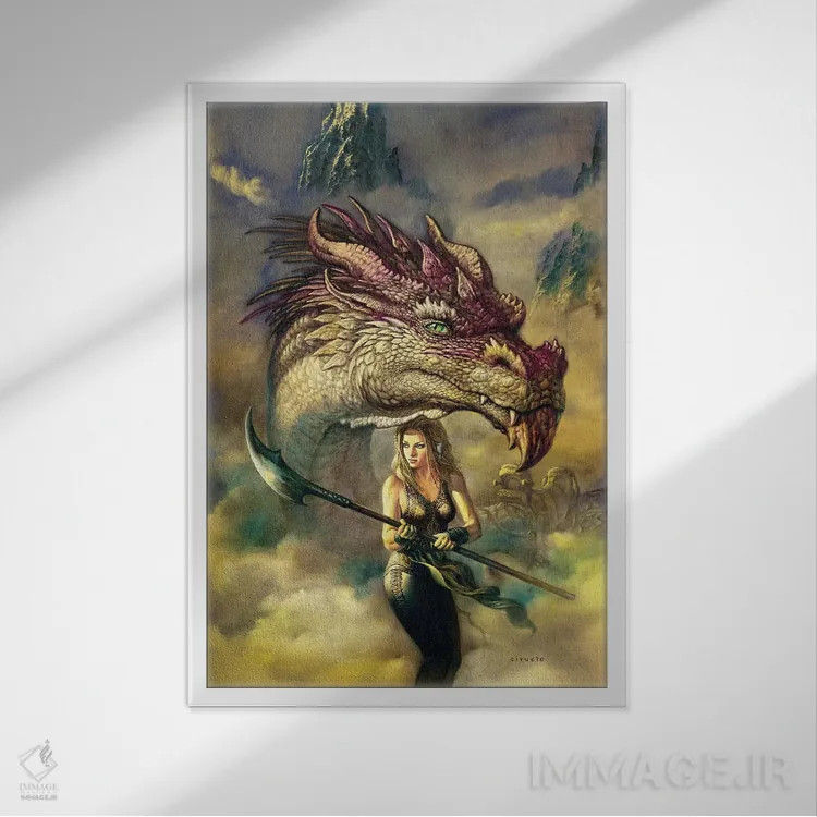 تابلو دکوراتیو گوندور و کیرالدیا اثر سیروئلو - نمای قابدار سفید