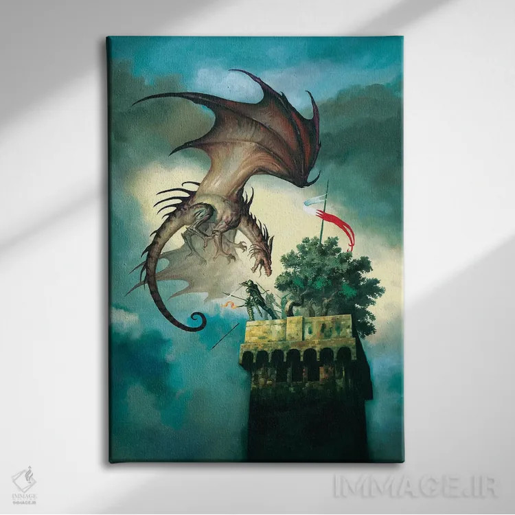 تابلو دکوراتیو اژدهای لوکا اثر سیروئلو - نمای روبهرو روی دیوار
