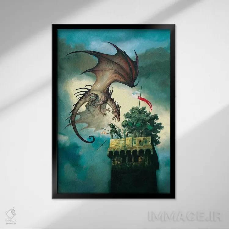 تابلو دکوراتیو اژدهای لوکا اثر سیروئلو - نمای قابدار مشکی