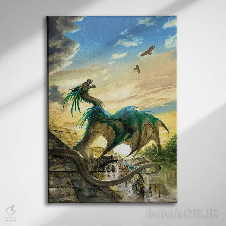 تابلو دکوراتیو کتزالکواتل اثر سیروئلو - نمای روبهرو روی دیوار