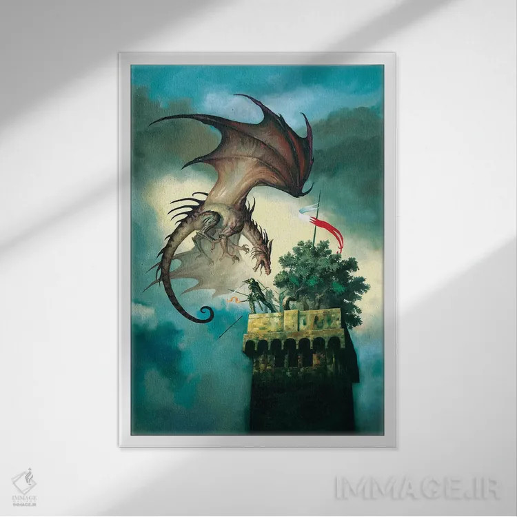 تابلو دکوراتیو اژدهای لوکا اثر سیروئلو - نمای قابدار سفید