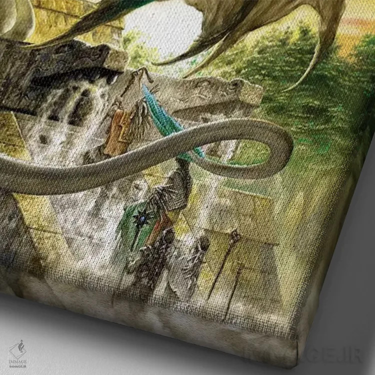 تابلو دکوراتیو کتزالکواتل اثر سیروئلو - نمای نزدیک بافت بوم