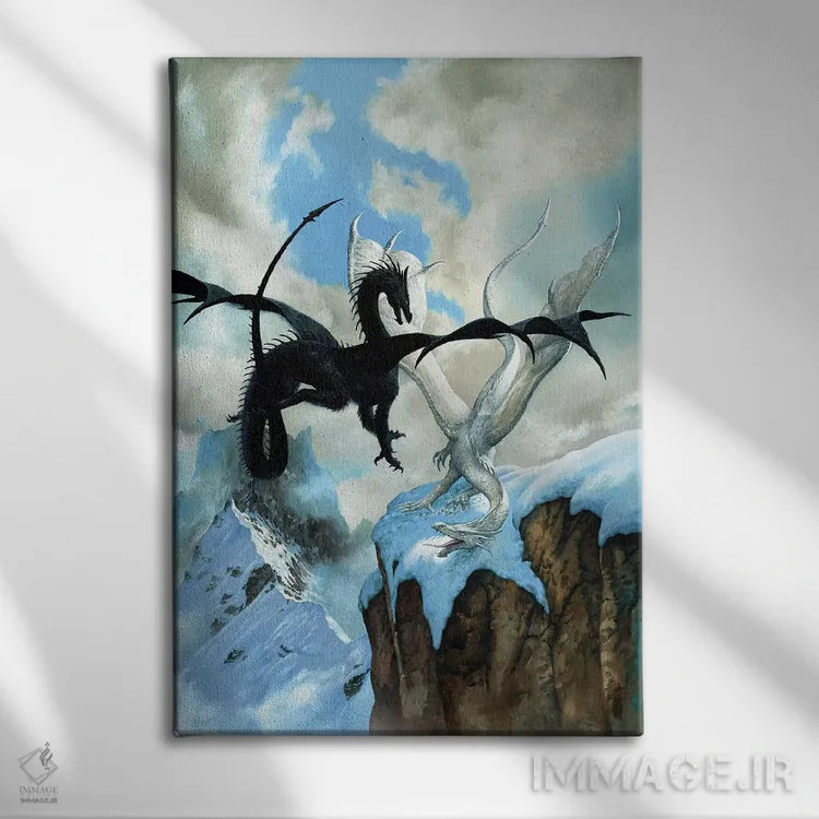 تابلو دکوراتیو اژدهای نبرد اثر سیروئلو - نمای روبهرو روی دیوار