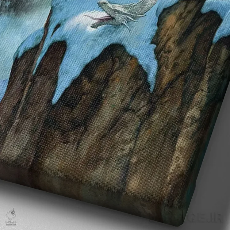 تابلو دکوراتیو اژدهای نبرد اثر سیروئلو - نمای نزدیک بافت بوم