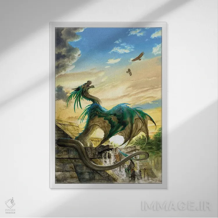 تابلو دکوراتیو کتزالکواتل اثر سیروئلو - نمای قابدار سفید