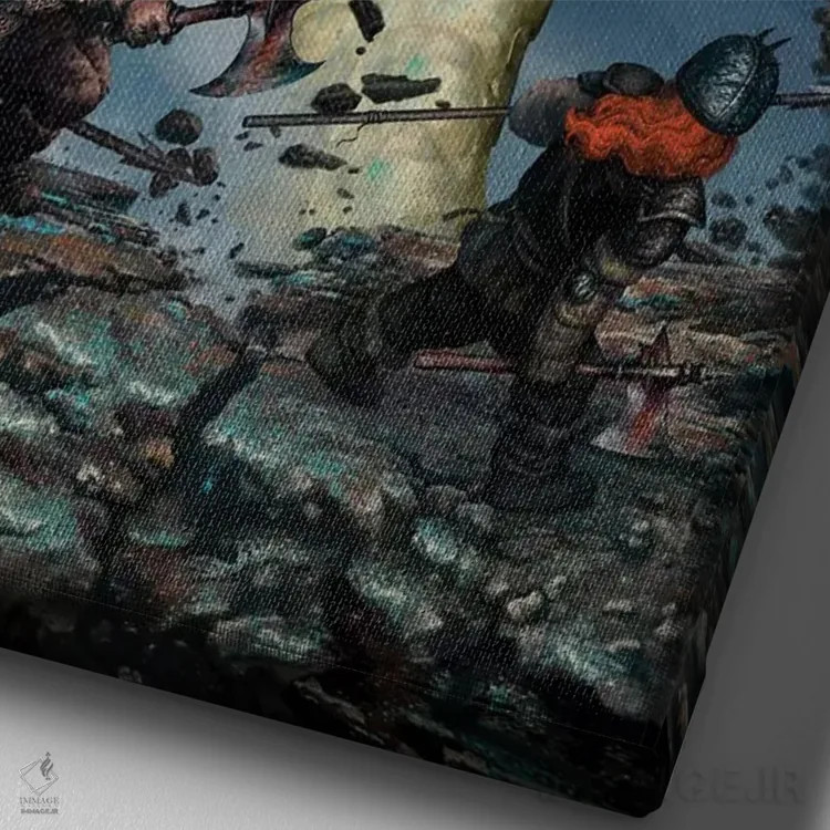 تابلو دکوراتیو اژدهای مارشکل اثر سیروئلو - نمای نزدیک بافت بوم