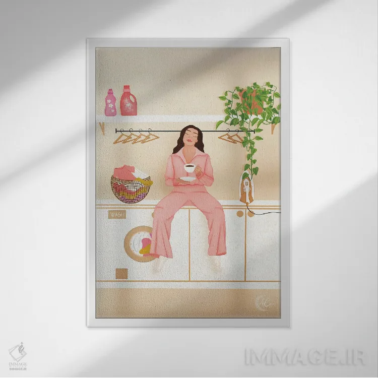 تابلو دکوراتیو روز شستشوی لباس ها اثر اله چیریتسکو - نمای قابدار سفید