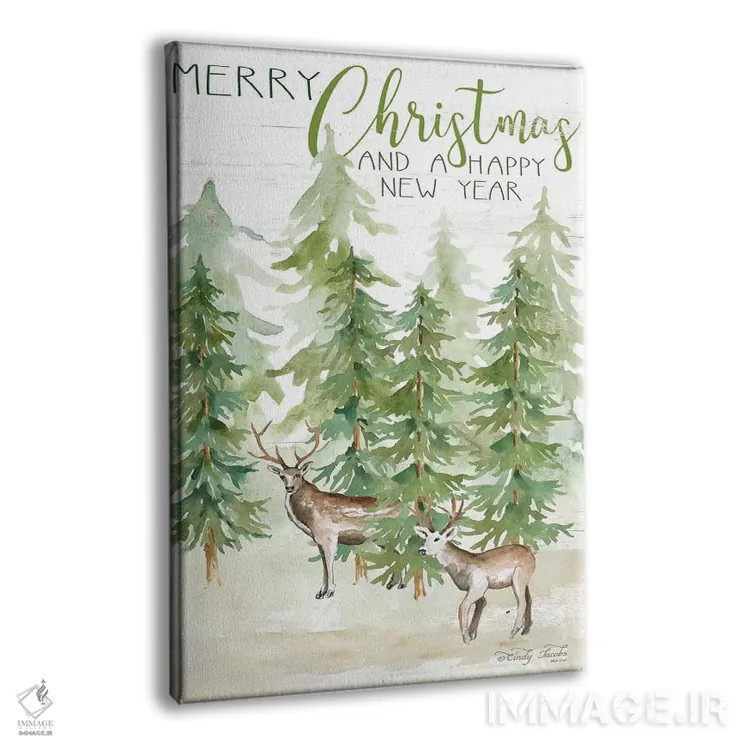 تابلو دکوراتیو گوزن کریسمس مبارک و سال نو خوش اثر سیندی جیکوبز - نمای پرسپکتیو محصول