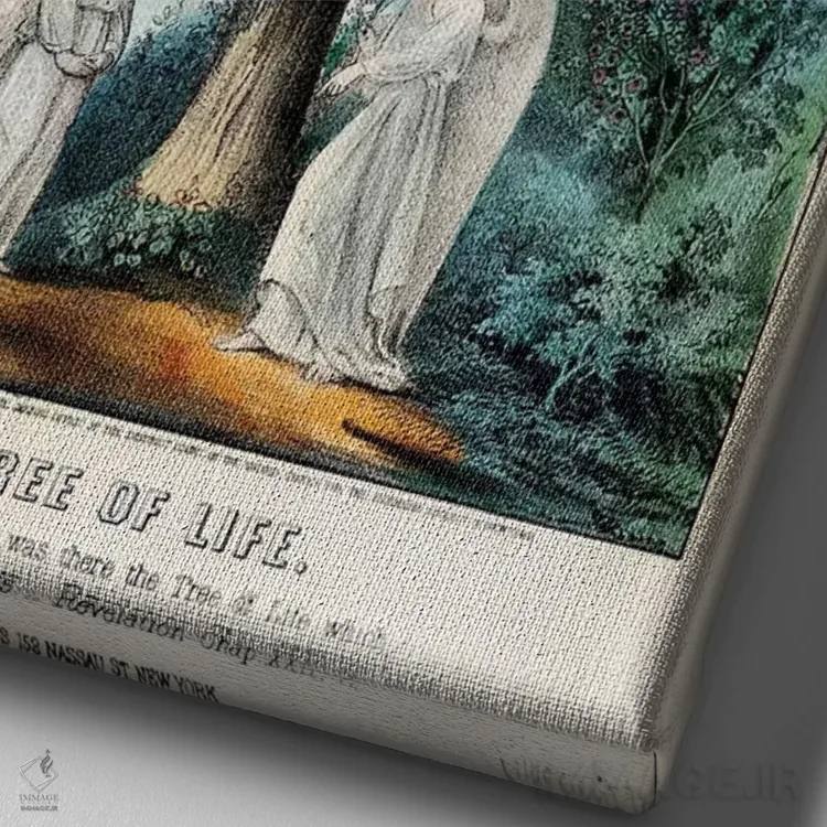 تابلو کلاسیک 1870,درخت زندگی، ۱۸۷۰ اثر کاریه و آیووز - نمای نزدیک بافت بوم