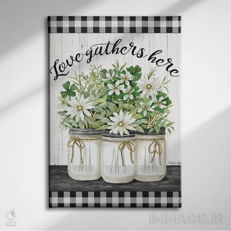 تابلو دکوراتیو عشق اینجا جمع می شود اثر سیندی جیکوبز - نمای روبهرو روی دیوار