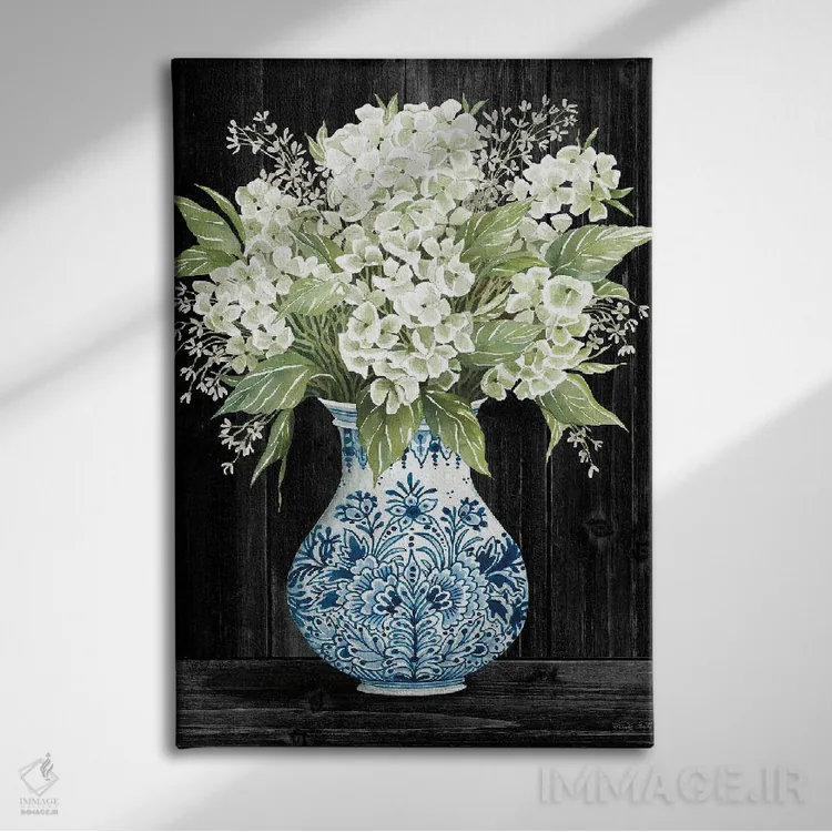 تابلو دکوراتیو ظرافت هورتانسیا اثر سیندی جیکوبز - نمای روبهرو روی دیوار