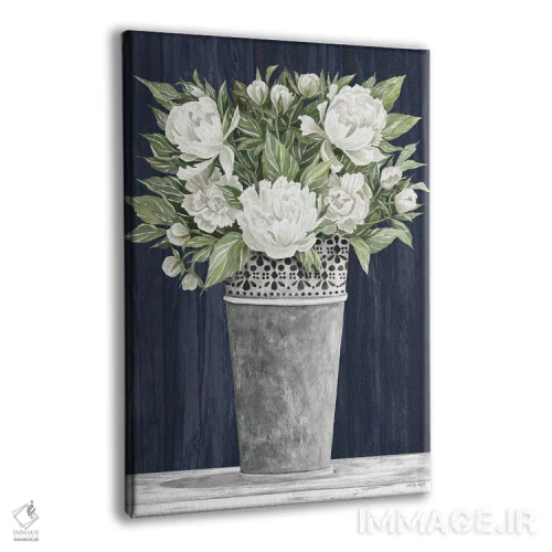 تابلو دکوراتیو قوطی سوراخ شده با گل های سفید اثر سیندی جیکوبز - نمای پرسپکتیو محصول