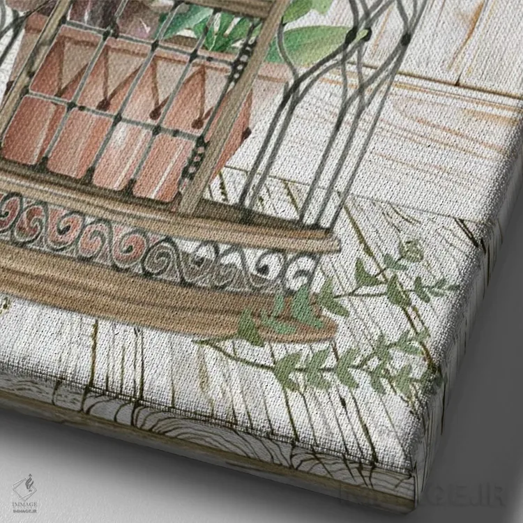 تابلو دکوراتیو زیبایی در قفس I اثر سیندی جیکوبز - نمای نزدیک بافت بوم