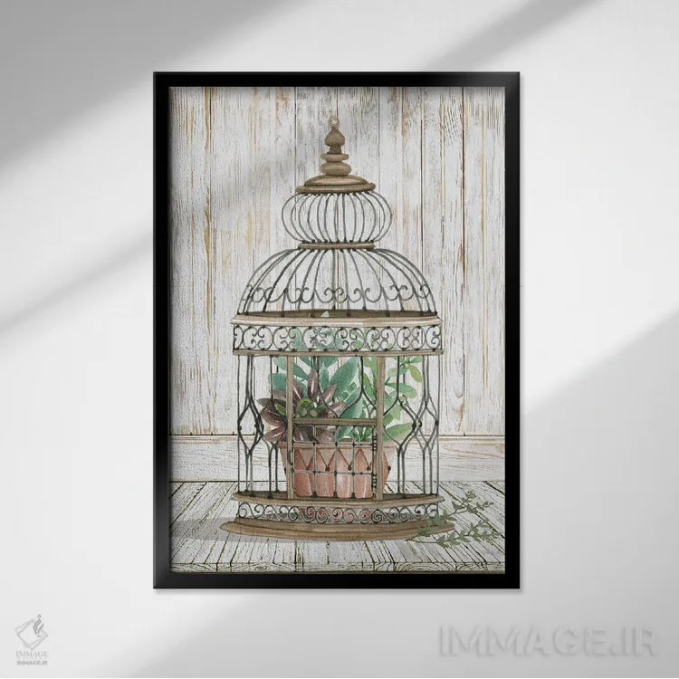 تابلو دکوراتیو زیبایی در قفس I اثر سیندی جیکوبز - نمای قابدار مشکی