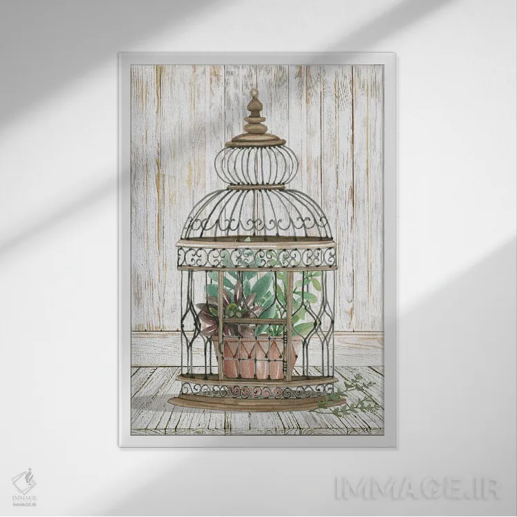تابلو دکوراتیو زیبایی در قفس I اثر سیندی جیکوبز - نمای قابدار سفید