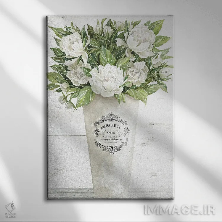 تابلو دکوراتیو گل های پئونی اثر سیندی جیکوبز - نمای روبهرو روی دیوار