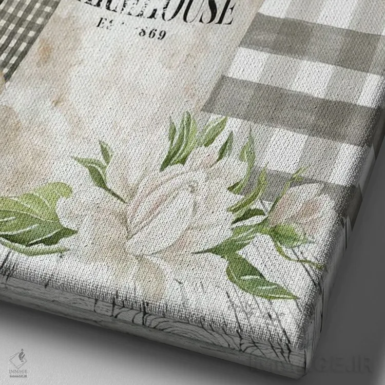 تابلو مدرن رزهای خانه روستایی اثر سیندی جیکوبز - نمای نزدیک بافت بوم