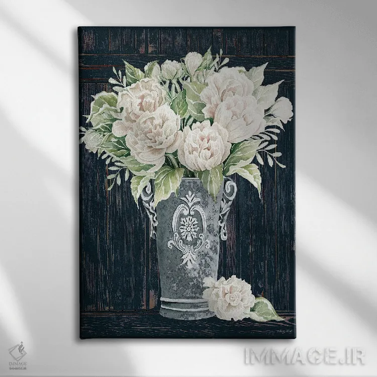 تابلو دکوراتیو پئونی های کامل اثر سیندی جیکوبز - نمای روبهرو روی دیوار