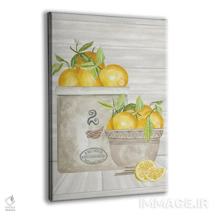 تابلو مدرن گلدان و کاسه لیمو اثر سیندی جیکوبز - نمای پرسپکتیو محصول