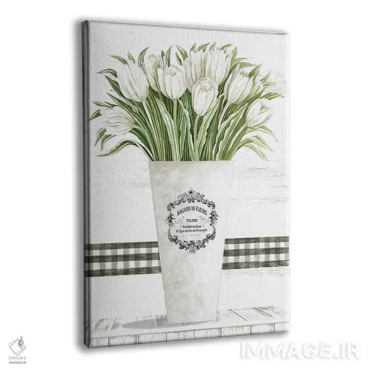 تابلو مدرن لاله های سفید اثر سیندی جیکوبز - نمای پرسپکتیو محصول