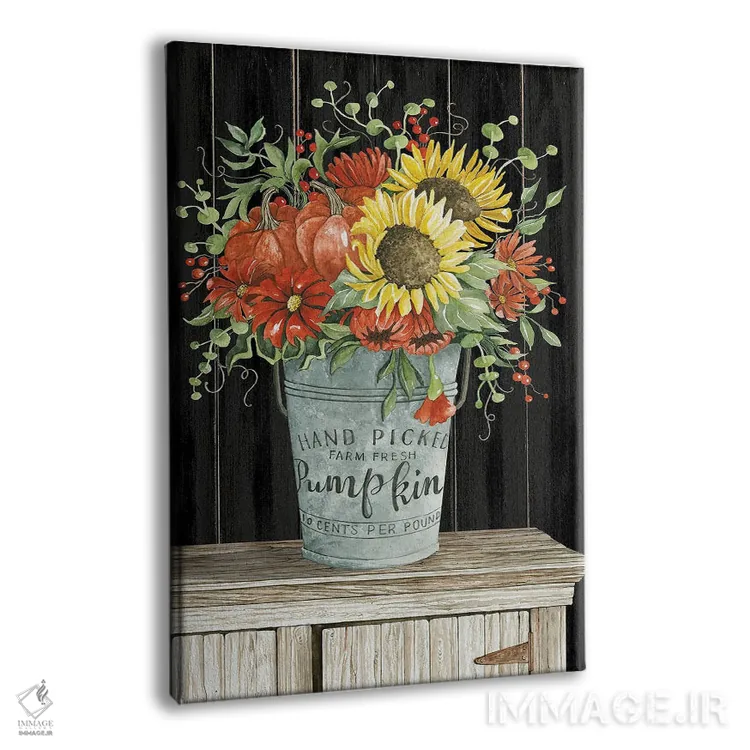 تابلو دکوراتیو رنگ های پاییزی گل ها اثر سیندی جیکوبز - نمای پرسپکتیو محصول