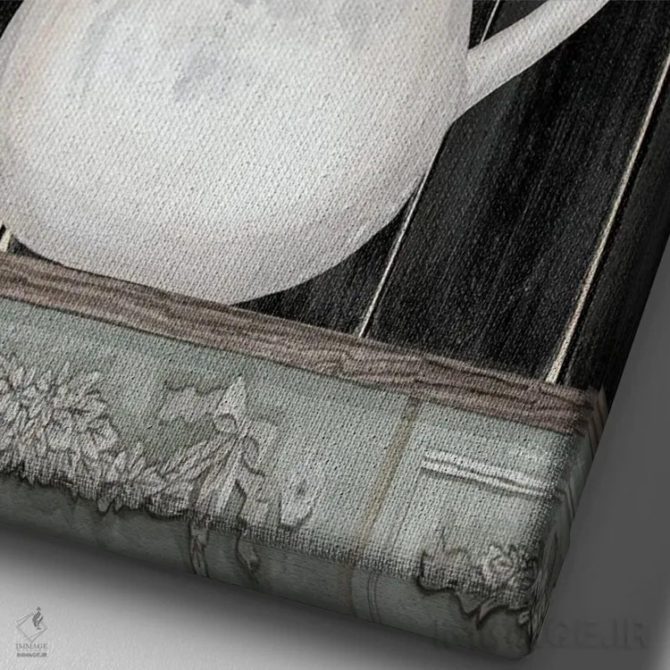 تابلو مدرن سبزیجات مریم در پارچ اثر سیندی جیکوبز - نمای نزدیک بافت بوم