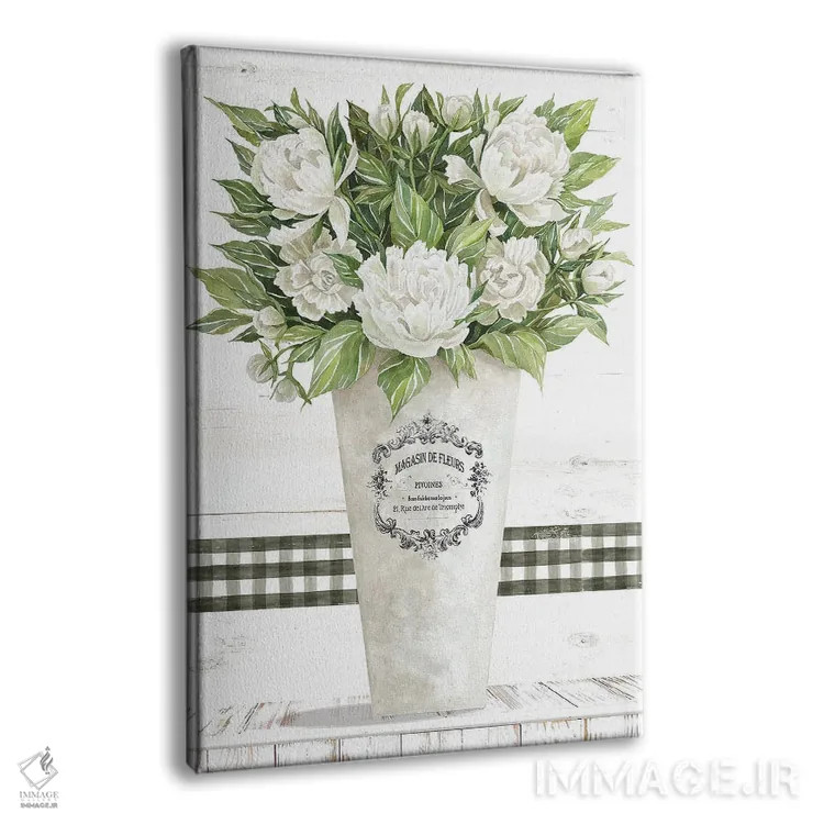 تابلو مدرن گل های صدتومانی سفید اثر سیندی جیکوبز - نمای پرسپکتیو محصول