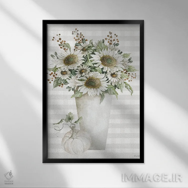 تابلو مدرن آفتابگردان های پاییزی شماره دو اثر سیندی جیکوبز - نمای قابدار مشکی