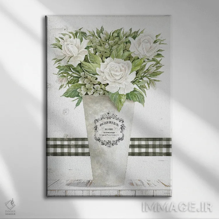 تابلو مدرن رزهای سفید اثر سیندی جیکوبز - نمای روبهرو روی دیوار