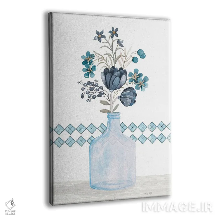 تابلو مدرن داوودی های آبی اثر سیندی جیکوبز - نمای پرسپکتیو محصول