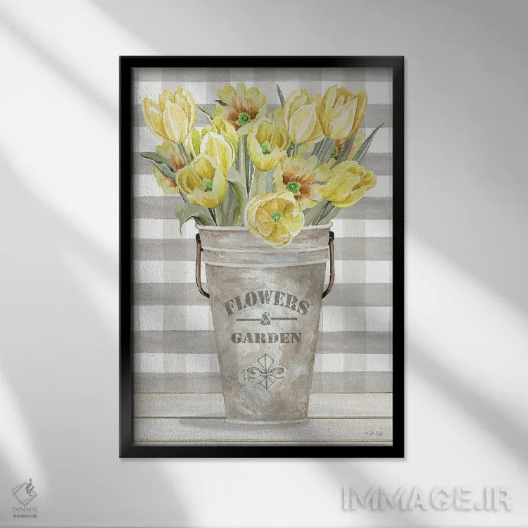 تابلو مدرن لاله های زرد شماره یک اثر سیندی جیکوبز - نمای قابدار مشکی