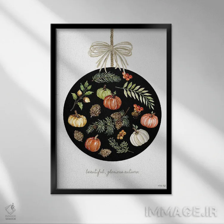 تابلو دکوراتیو Glorious Autumn Ornament,تزئین پاییز زیبا و باشکوه اثر سیندی جیکوبز - نمای قابدار مشکی