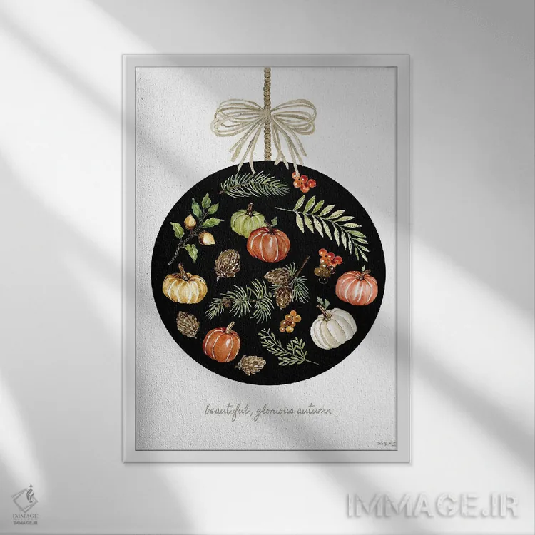 تابلو دکوراتیو Glorious Autumn Ornament,تزئین پاییز زیبا و باشکوه اثر سیندی جیکوبز - نمای قابدار سفید