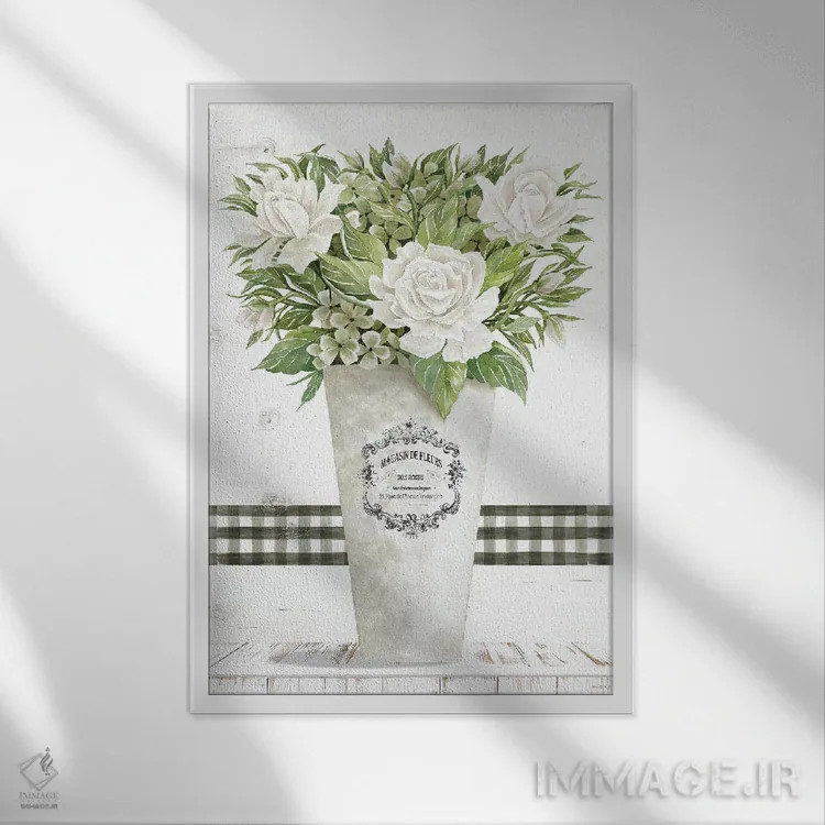 تابلو مدرن رزهای سفید اثر سیندی جیکوبز - نمای قابدار سفید