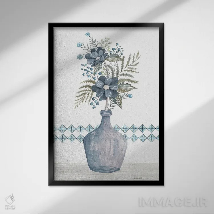 تابلو مدرن شقایق های آبی اثر سیندی جیکوبز - نمای قابدار مشکی