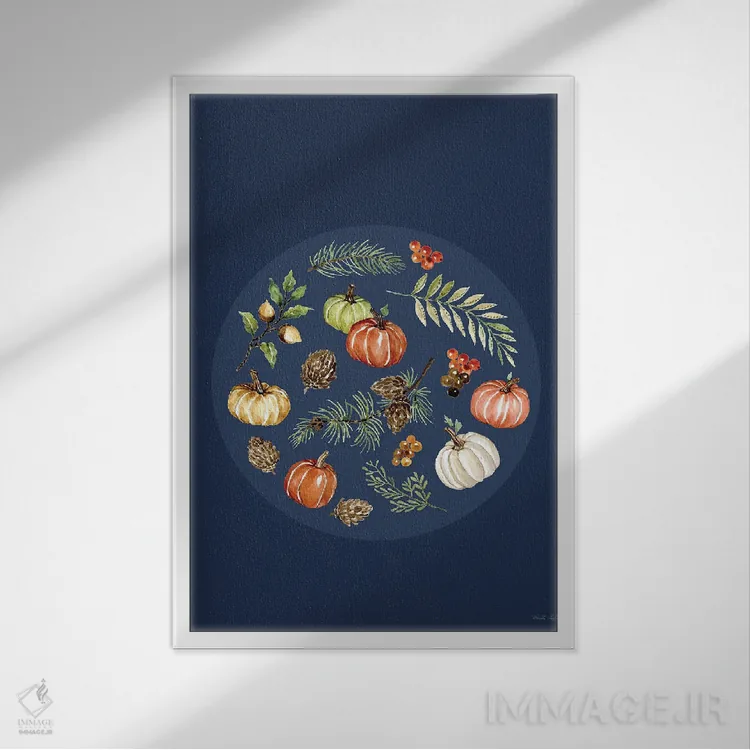 تابلو دکوراتیو تزئین پاییزی اثر سیندی جیکوبز - نمای قابدار سفید