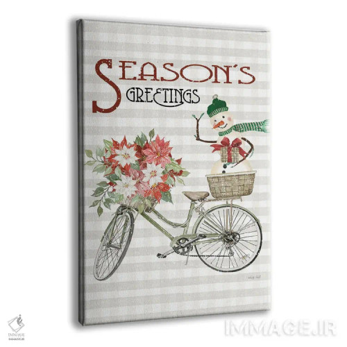 تابلو دکوراتیو دوچرخه تبریکات فصلی اثر سیندی جیکوبز - نمای پرسپکتیو محصول