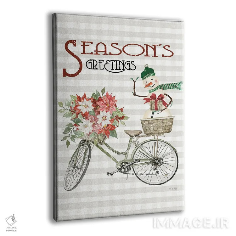 تابلو دکوراتیو دوچرخه تبریکات فصلی اثر سیندی جیکوبز - نمای پرسپکتیو محصول