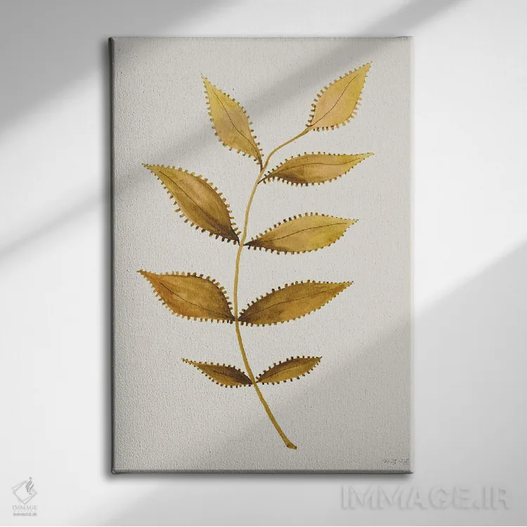 تابلو دکوراتیو برگ های طلایی خال دار اثر سیندی جیکوبز - نمای روبهرو روی دیوار