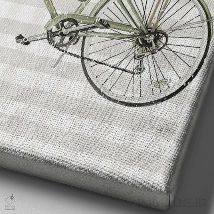 تابلو دکوراتیو دوچرخه تبریکات فصلی اثر سیندی جیکوبز - نمای نزدیک بافت بوم
