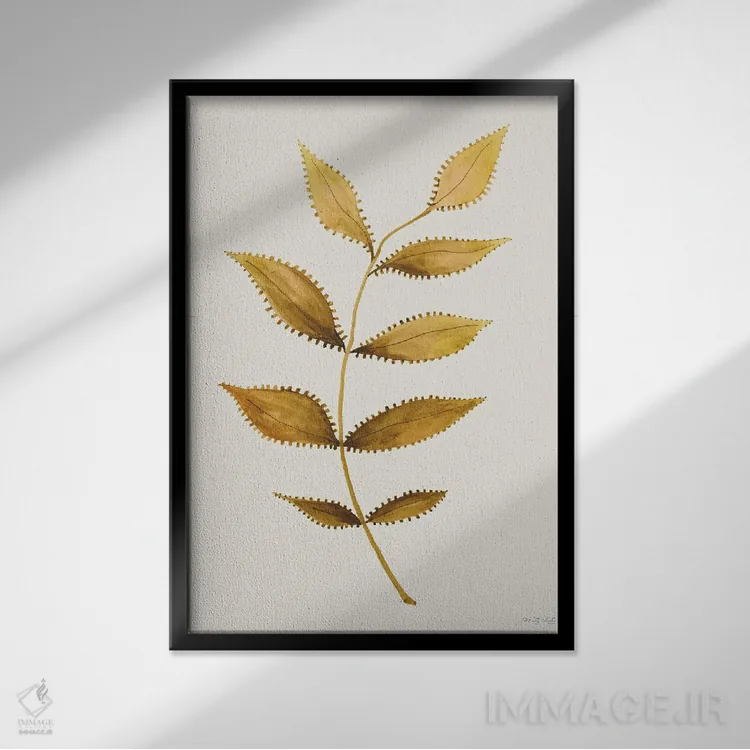 تابلو دکوراتیو برگ های طلایی خال دار اثر سیندی جیکوبز - نمای قابدار مشکی