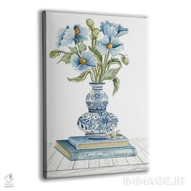 تابلو دکوراتیو گل های آبی دلفت شماره دو اثر سیندی جیکوبز - نمای پرسپکتیو محصول