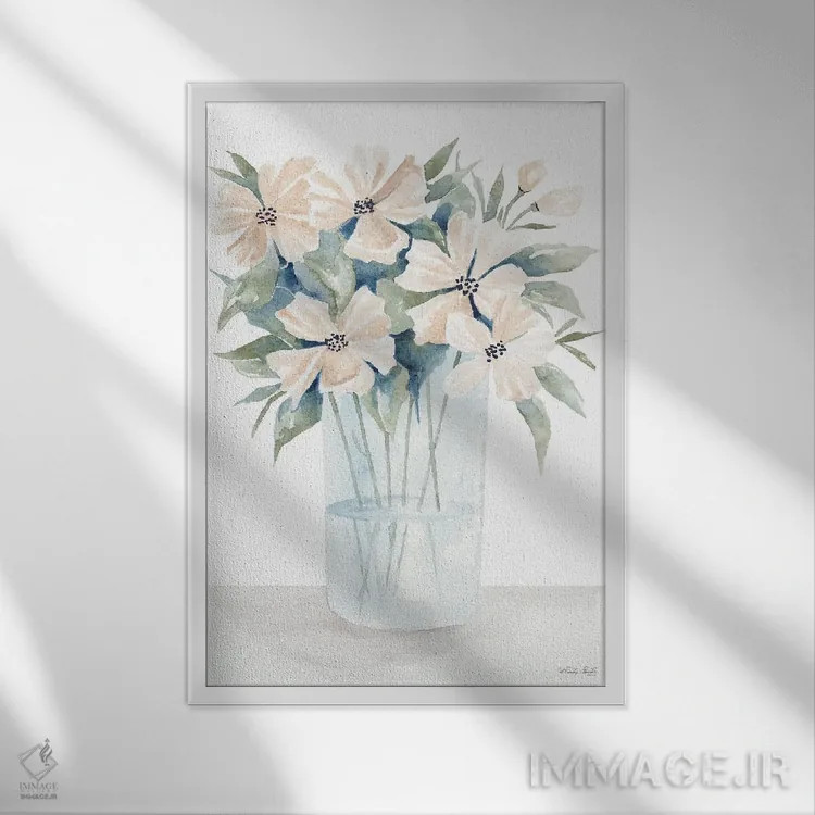 تابلو مدرن ظرافت شیرین گل شماره یک اثر سیندی جیکوبز - نمای قابدار سفید