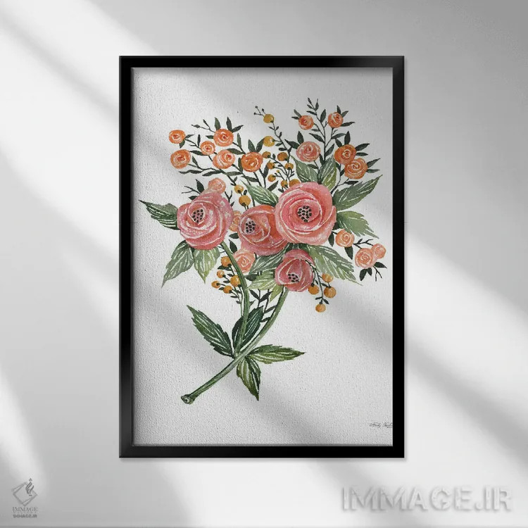 تابلو مدرن آلاله گیاهی اثر سیندی جیکوبز - نمای قابدار مشکی