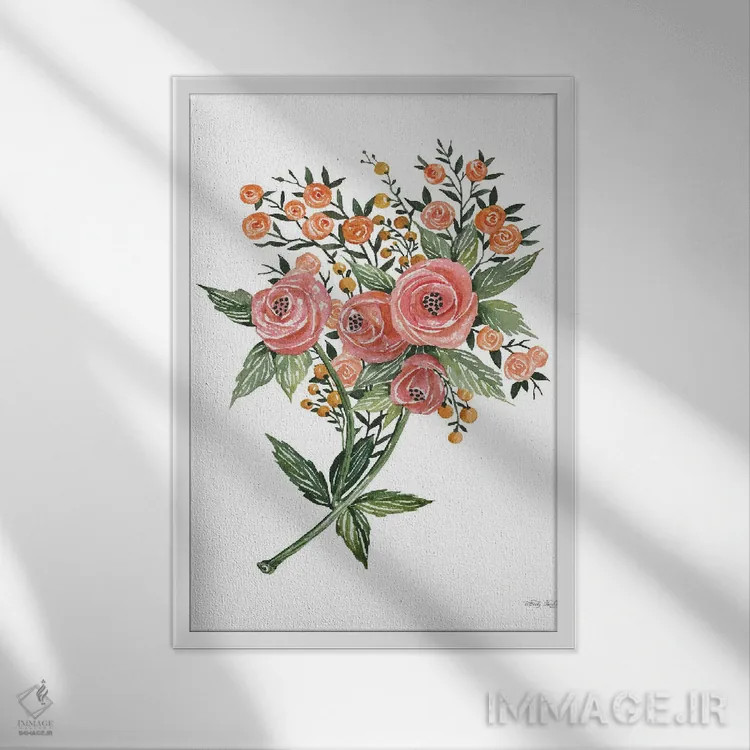 تابلو مدرن آلاله گیاهی اثر سیندی جیکوبز - نمای قابدار سفید