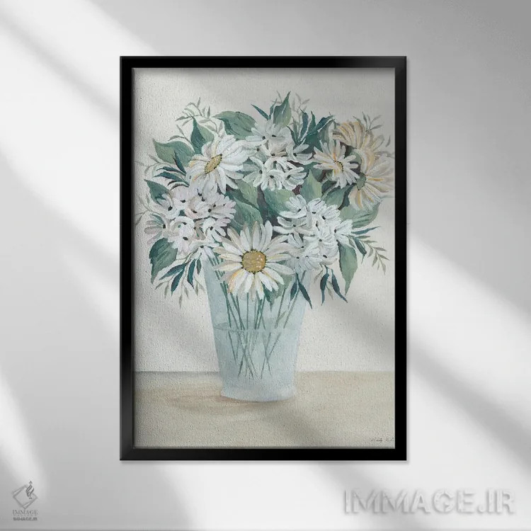 تابلو دکوراتیو شادی گل مروارید اثر سیندی جیکوبز - نمای قابدار مشکی