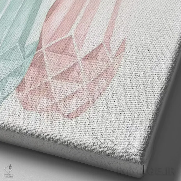 تابلو دکوراتیو گلدان هندسی پاستل شماره یک اثر سیندی جیکوبز - نمای نزدیک بافت بوم