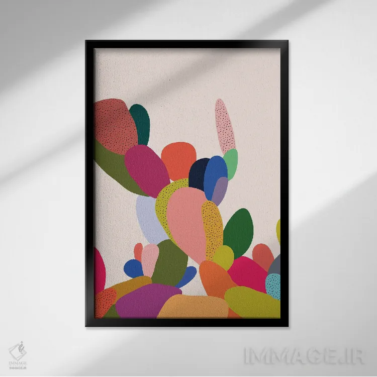 تابلو مینیمال گوش های خرگوشی اثر کارمن جابیر - نمای قابدار مشکی